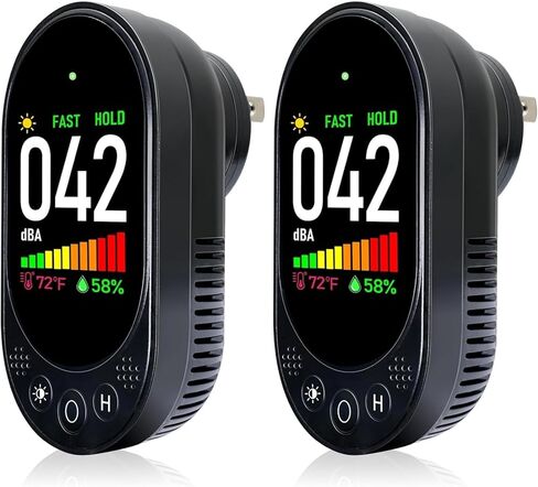 Plug-in Noise Meter Sound Level Meter, 3 in 1 Digital Decibel Meter with Temp Humidity, 30-130dB SPL Meter, AC Powered, Data Hold, Max Min, Fast/Slow, 1.83" LCD, Portable for Home RV in Saudi Arabia
