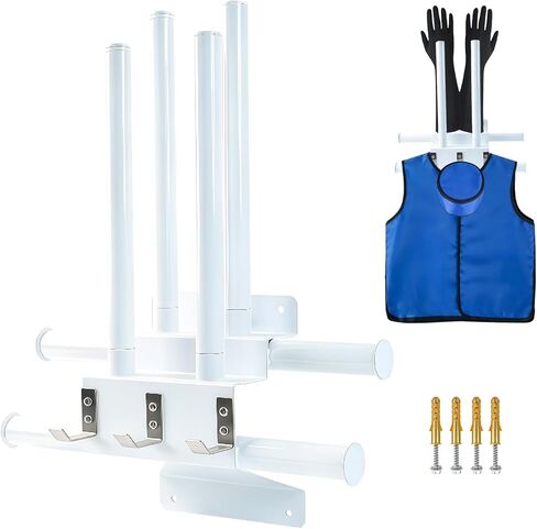 Upgraded X-Ray Apron Hanger & Glove Wall-Mounted, Rack with 3 Removable Hooks, Holds 2 Lead Apron Hanger & 4 Gloves, Adjustable Storage for X-Ray Radiation, Thyroid Shields, Lead Gown in Kuwait