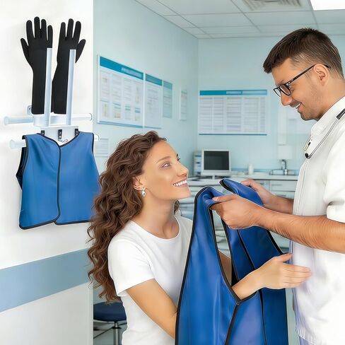Upgraded X-Ray Apron Hanger & Glove Wall-Mounted, Rack with 3 Removable Hooks, Holds 2 Lead Apron Hanger & 4 Gloves, Adjustable Storage for X-Ray Radiation, Thyroid Shields, Lead Gown in Kuwait