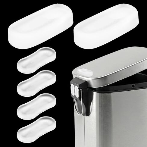 Transparent Wall Protector Behind Trash Can, 6-Pack Silicone Trash Can Bumpers for Lid & Body, Peel and Stick Scuff Guard to Protect Walls/Cabinets, 2 Sizes for Round & Square Cans in Kuwait