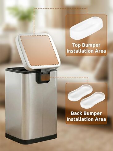 Transparent Wall Protector Behind Trash Can, 6-Pack Silicone Trash Can Bumpers for Lid & Body, Peel and Stick Scuff Guard to Protect Walls/Cabinets, 2 Sizes for Round & Square Cans in Kuwait