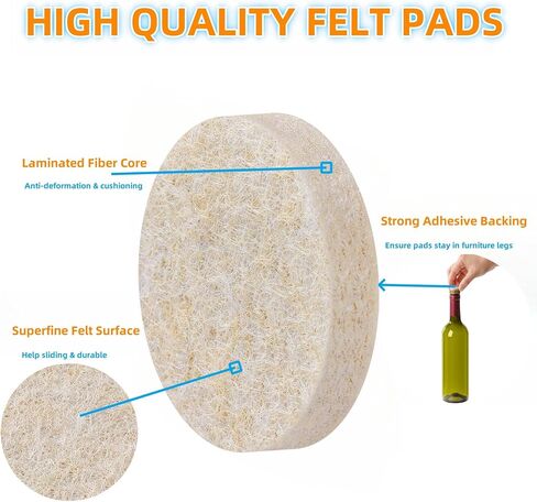 Furnigear Felt Pads Small 3/8" Felt Pads for Cabinet Doors Bumpers, Cabinet Cushion Dots Felt Cabinet Door Stops, Self Adhesive Thick Bumper Pads to Protect Surfaces -Anti Scratch 234 Pcs Round Beige in Kuwait