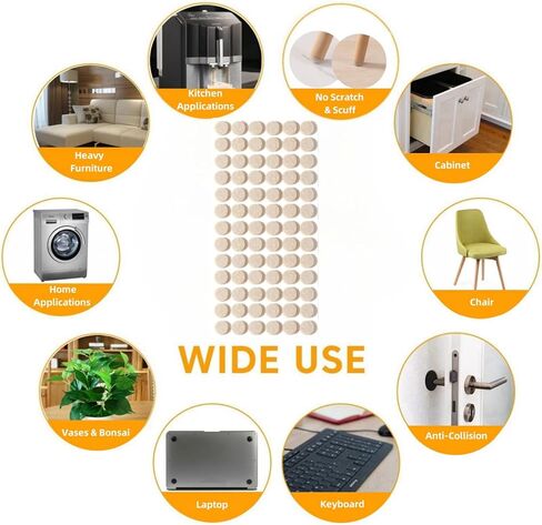 Furnigear Felt Pads Small 3/8" Felt Pads for Cabinet Doors Bumpers, Cabinet Cushion Dots Felt Cabinet Door Stops, Self Adhesive Thick Bumper Pads to Protect Surfaces -Anti Scratch 234 Pcs Round Beige in Kuwait