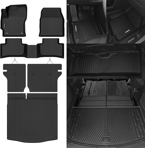 Naibeve Floor Mats for 2015-2019 Ford Explorer 7 Seats - All Weather for Ford Explorer Floor Mats & Cargo Mat Liner Upgrade Foldable Accessories(Floor Mats+Foldable Trunk Mat) in Kuwait