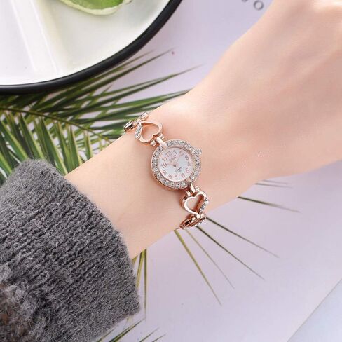 CdyBox Women Alloy Diamond Encrusted Watch Heart Shaped Band Dress Watches Quartz Wristwatches Female in Kuwait
