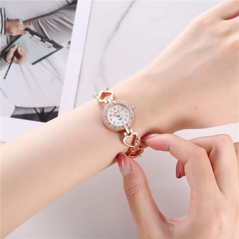 CdyBox Women Alloy Diamond Encrusted Watch Heart Shaped Band Dress Watches Quartz Wristwatches Female in Kuwait