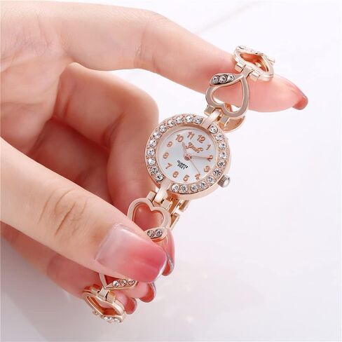 CdyBox Women Alloy Diamond Encrusted Watch Heart Shaped Band Dress Watches Quartz Wristwatches Female in Kuwait