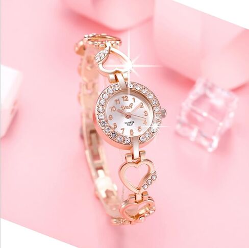 CdyBox Women Alloy Diamond Encrusted Watch Heart Shaped Band Dress Watches Quartz Wristwatches Female in Kuwait