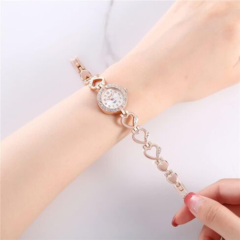 CdyBox Women Alloy Diamond Encrusted Watch Heart Shaped Band Dress Watches Quartz Wristwatches Female in Kuwait