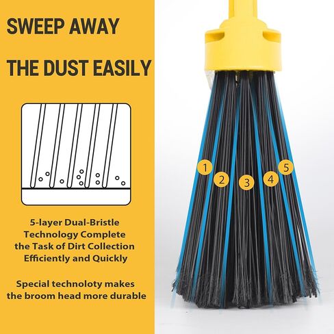 مجموعة المكنسة التجارية والمجارف، مجرفة حطام الردهة الكبيرة (14 بوصة × 14 بوصة)، مكنسة شديدة التحمل (عرض 14 بوصة)، للتنظيف الداخلي والخارجي، مجموعتان، أصفر in Kuwait