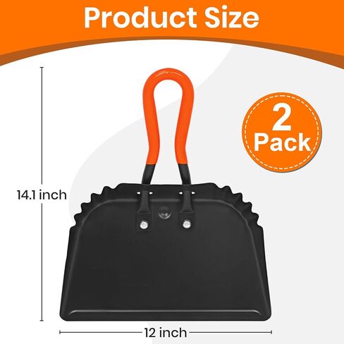 (2PK) مقالي غبار معدنية شديدة التحمل، مجرفة خارجية مقاس 30.48 سم مع مقبض مطاطي محمول، مجرفة كبيرة واسعة للاستخدام التجاري في متجر المرآب in Kuwait