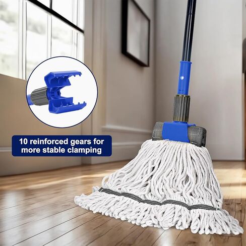 KeFanta Commercial Mop Handle Heavy Duty, 57.5" Long Metal Industrial Mop Stick with Jaw Clamp,Wet Gripper Mops Head Replacement Holder for Floor Cleaning(Blue) in Saudi Arabia