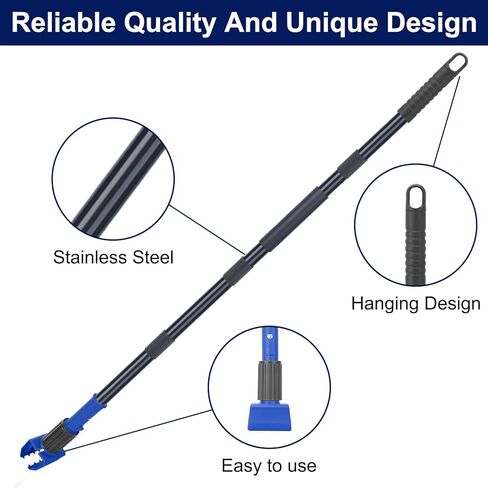 KeFanta Commercial Mop Handle Heavy Duty, 57.5" Long Metal Industrial Mop Stick with Jaw Clamp,Wet Gripper Mops Head Replacement Holder for Floor Cleaning(Blue) in Saudi Arabia