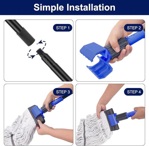 KeFanta Commercial Mop Handle Heavy Duty, 57.5" Long Metal Industrial Mop Stick with Jaw Clamp,Wet Gripper Mops Head Replacement Holder for Floor Cleaning(Blue) in Saudi Arabia