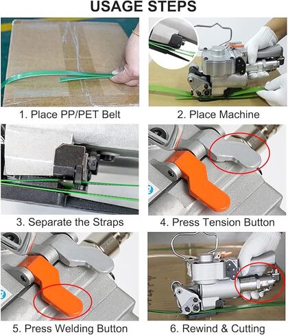 Portable Handheld Pneumatic Strapping Tool for PP & PET Banding - 12-25mm (1/2"-1") - Efficient Pallet Strapping Machine A25 for Packaging and Shipping in Saudi Arabia