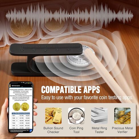 Portable Coin Ping Tester for Authenticity Check – Clear Sound & Size Comparison Tool, Easy to Use, Black in Kuwait
