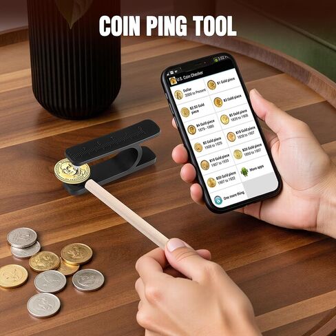 Portable Coin Ping Tester for Authenticity Check – Clear Sound & Size Comparison Tool, Easy to Use, Black in Kuwait