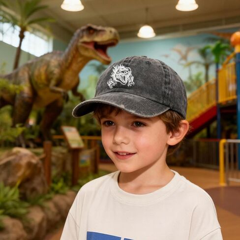 Waldeal Cute Boys' Dinosaur Hat, Adjustable Embroidered Washed Dad Hat Kids Ballcap in Kuwait