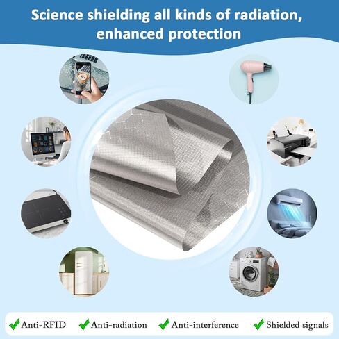 Faraday Fabric 43" x 43"+ 79"L Tape, Military Grade Faraday Cloth for Shielding RFID, EMP, EMF, EMI, 5G, WiFi, Bluetooth, GPS, Signal Leakage Prevention in Kuwait