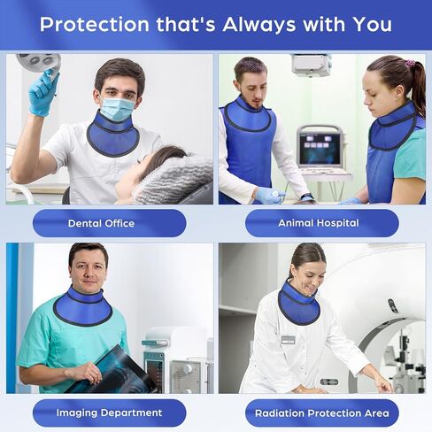 VILLCASE Thyroid Shield Collar, 0.35mm PB Lightweight Thyroid Shield, Adjustable Lead Equivalent Neck Guard for Dental and Lab Environments (Blue) in Saudi Arabia