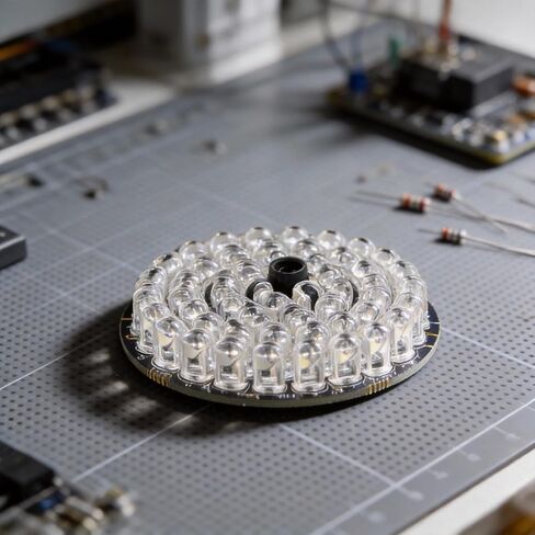 لوحة إضاءة LED بالأشعة تحت الحمراء 12 فولت 940 نانومتر 48 قطعة بدون ضوء أحمر لوحة إضاءة مساعدة لكاميرات CCTV الأمنية للرؤية الليلية صفائح نحاسية in Kuwait