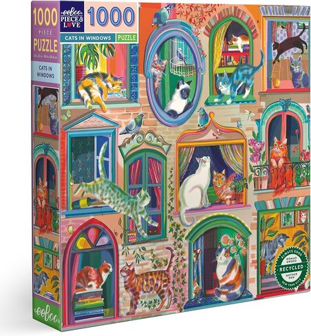 eeBoo: Piece and Love Cats in Positano 1000 Piece Square Adult Jigsaw Puzzle, Puzzle for Adults and Families, Glossy, Sturdy Pieces and Minimal Puzzle Dust in Saudi Arabia