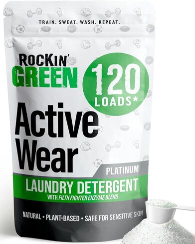 Rockin' Green Active Wear Travel Laundry Detergent Sheets Unscented - Mess-Free Laundry Sheets Detergent with Sodium Bicarbonate - Easily Dissolvable Laundry Soap for Traveling (104 Loads) in Saudi Arabia