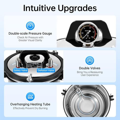 8L Portable Steam Autoclave Sterilizer, 110V High-Temperature 264.2°F Machine with Pot Lid & Wing Wrench, Stainless Steel Pressure Steam Cleaner for Home & Laboratory Use in Kuwait