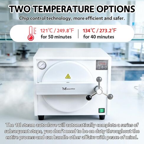 New Upgrade 18L Autoclave Sterilizer, 110V ~ 230V Tabletop Class N High Pressure Steam Sterilizer Autoclave Machine with Drying Function, LED Digital Display & Secure Door Lock （18L） in Kuwait