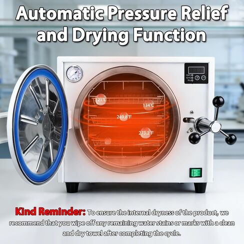 New Upgrade 18L Autoclave Sterilizer, 110V ~ 230V Tabletop Class N High Pressure Steam Sterilizer Autoclave Machine with Drying Function, LED Digital Display & Secure Door Lock （18L） in Kuwait