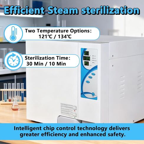 New Upgrade 18L Autoclave Sterilizer, 1500W Tabletop Class N High Pressure Steam Sterilizer, 110V Autoclave Machine with Drying Function, Secure Door Lock, Automatic Drainage & Steam Exhaust (18L) in Saudi Arabia