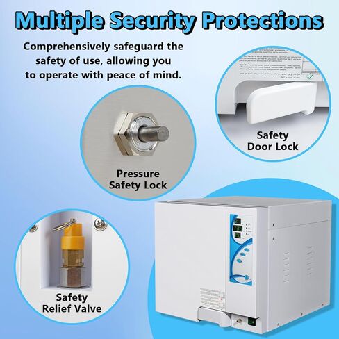 ترقية جديدة معقم الأوتوكلاف سعة 18 لترًا، معقم بخاري عالي الضغط فئة N بقدرة 1500 وات، آلة الأوتوكلاف 110 فولت مع وظيفة التجفيف، قفل باب آمن، تصريف تلقائي وعادم بخار (18 لترًا) in Kuwait