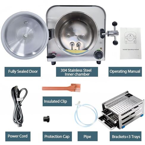 14L Steam Autoclave sterilizers Medical, 900W High-Pressure autocalve Machine, 3.7 Gallon Dental Sterilizer Machine for Tools, Lab Autoclaves with 3 Trays for Esthetician in Saudi Arabia