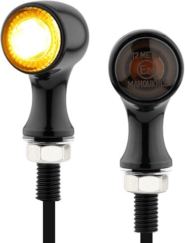 مدخن صغير LED دراجة نارية بدوره إشارات الفرامل الذيل أضواء خلفية صغيرة وامض أسود مستدير أحمر العنبر العالمي متوافق مع هارلي هوندا كاواساكي سوزوكي تريومف ياماها كروزر (A-أسود-العنبر والأحمر) in Kuwait