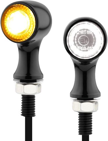 مدخن صغير LED دراجة نارية بدوره إشارات الفرامل الذيل أضواء خلفية صغيرة وامض أسود مستدير أحمر العنبر العالمي متوافق مع هارلي هوندا كاواساكي سوزوكي تريومف ياماها كروزر (A-أسود-العنبر والأحمر) in Saudi Arabia
