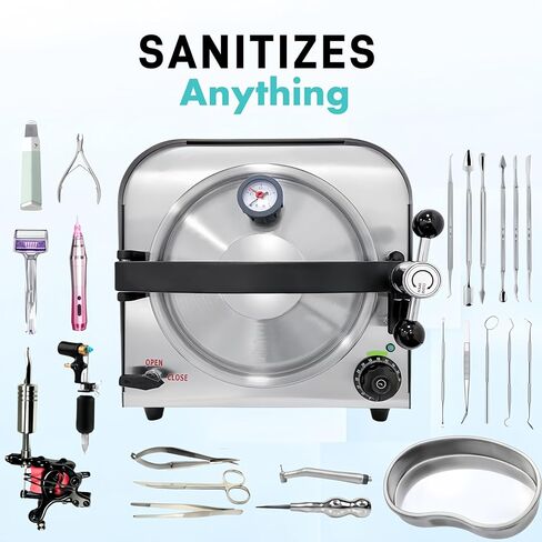 14L Steam Autoclave sterilizers Medical, 900W High-Pressure autocalve Machine, 3.7 Gallon Dental Sterilizer Machine for Tools, Lab Autoclaves with 3 Trays for Esthetician in Saudi Arabia