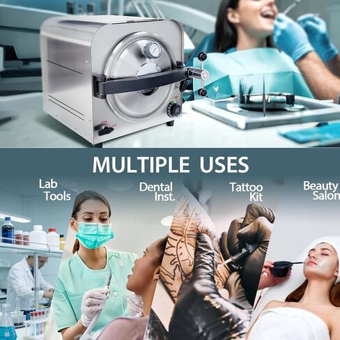 14L Steam Autoclave sterilizers Medical, 900W High-Pressure autocalve Machine, 3.7 Gallon Dental Sterilizer Machine for Tools, Lab Autoclaves with 3 Trays for Esthetician in Saudi Arabia