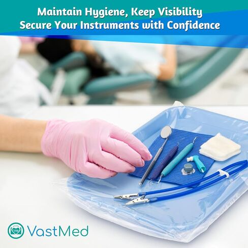 500 Pcs Dental Tray Sleeves by Vastmed | Disposable Plastic Tray Sleeves Fit for 10.5"X14" | Dental Tray Covers Clear Plastic Sleeve Barrier Between Tray & Instruments in Kuwait