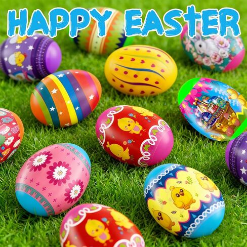 50 Pack Easter Eggs Wrapper Bulk Luminous Eggs Film Heat Shrink Wraps for 2.4in Easter Eggs Chicken Bunny Egg Sleeves Decorations, New Cute Easter Egg Arounds in Kuwait