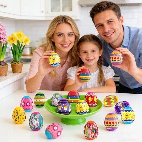 50 Pack Easter Eggs Wrapper Bulk Luminous Eggs Film Heat Shrink Wraps for 2.4in Easter Eggs Chicken Bunny Egg Sleeves Decorations, New Cute Easter Egg Arounds in Kuwait