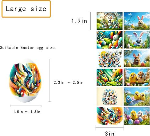 48 Pieces Thermo Heat Sleeves Easter Eggs Wraps Decorative Egg Easter Bunny and Chick Pattern Decoration Film Pysanky Shrink Wraps Pysanka Heat Shrink Decorating kit Egg Stickers (Large) in Saudi Arabia