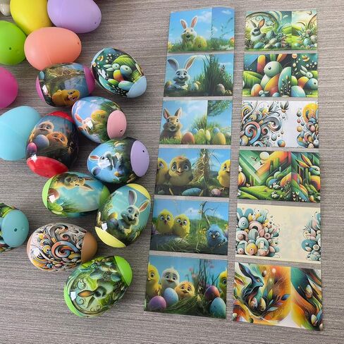 48 Pieces Thermo Heat Sleeves Easter Eggs Wraps Decorative Egg Easter Bunny and Chick Pattern Decoration Film Pysanky Shrink Wraps Pysanka Heat Shrink Decorating kit Egg Stickers (Large) in Saudi Arabia