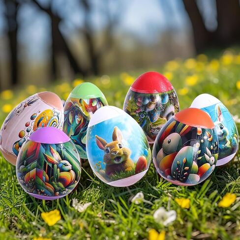 48 Pieces Thermo Heat Sleeves Easter Eggs Wraps Decorative Egg Easter Bunny and Chick Pattern Decoration Film Pysanky Shrink Wraps Pysanka Heat Shrink Decorating kit Egg Stickers (Large) in Saudi Arabia