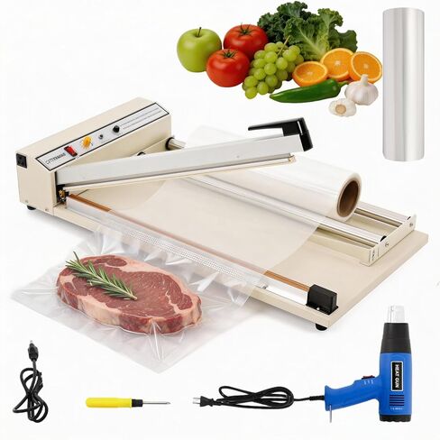 ماكينة تغليف شرنك مقاس 24 بوصة مع سدادة مسدس حراري، سدادة تغليف شرنك بقدرة 530 وات، سدادة تغليف شرنك قابلة للتعديل لفيلم PVC/POF/PP/PE in Kuwait