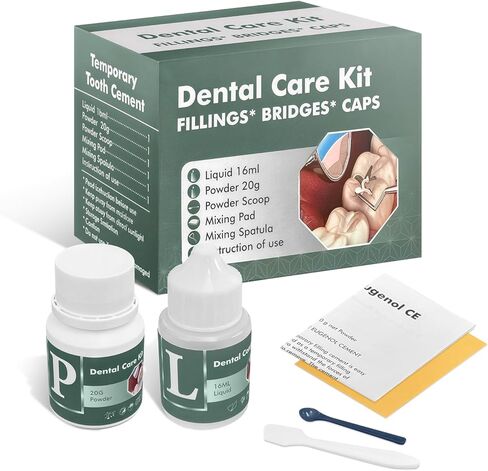 Tooth Repair Kit, Zinc Oxide Eugenol Cement for Cavities Filling, Dental Care Kit for Broken, Chipped or Missing Teeth, Temporary and Permanent Tooth Filling and Crown Fixing at Home in Kuwait