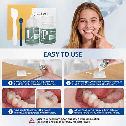 Tooth Repair Kit, Zinc Oxide Eugenol Cement for Cavities Filling, Dental Care Kit for Broken, Chipped or Missing Teeth, Temporary and Permanent Tooth Filling and Crown Fixing at Home in Kuwait