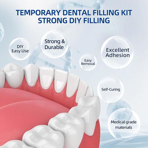 Tooth Repair Kit, Zinc Oxide Eugenol Cement for Cavities Filling, Dental Care Kit for Broken, Chipped or Missing Teeth, Temporary and Permanent Tooth Filling and Crown Fixing at Home in Kuwait