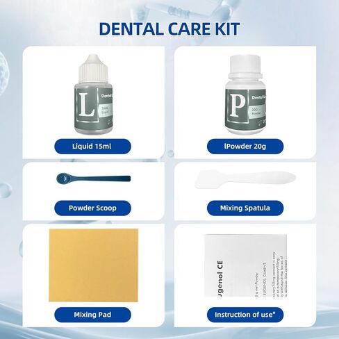 Tooth Repair Kit, Zinc Oxide Eugenol Cement for Cavities Filling, Dental Care Kit for Broken, Chipped or Missing Teeth, Temporary and Permanent Tooth Filling and Crown Fixing at Home in Kuwait