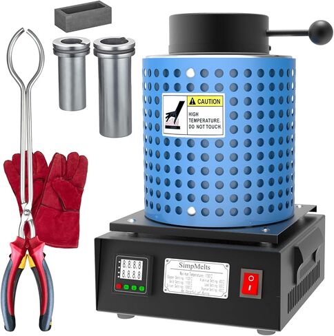 1400W Digital Gold Melting Furnace Kit - PID Electric Metal Smelter for Gold, Silver, Copper, Aluminum, Brass with Crucible, Tongs, Graphite & Ingot Mold, 2100°F High-Temp(metal) in Kuwait