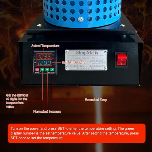 1400W Digital Gold Melting Furnace Kit - PID Electric Metal Smelter for Gold, Silver, Copper, Aluminum, Brass with Crucible, Tongs, Graphite & Ingot Mold, 2100°F High-Temp(metal) in Kuwait